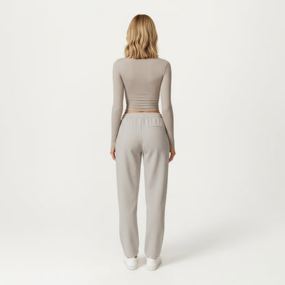 Anna-Kaci Active Women's High-Neck Cropped Long-Sleeve Top with Soft Textured Fabric