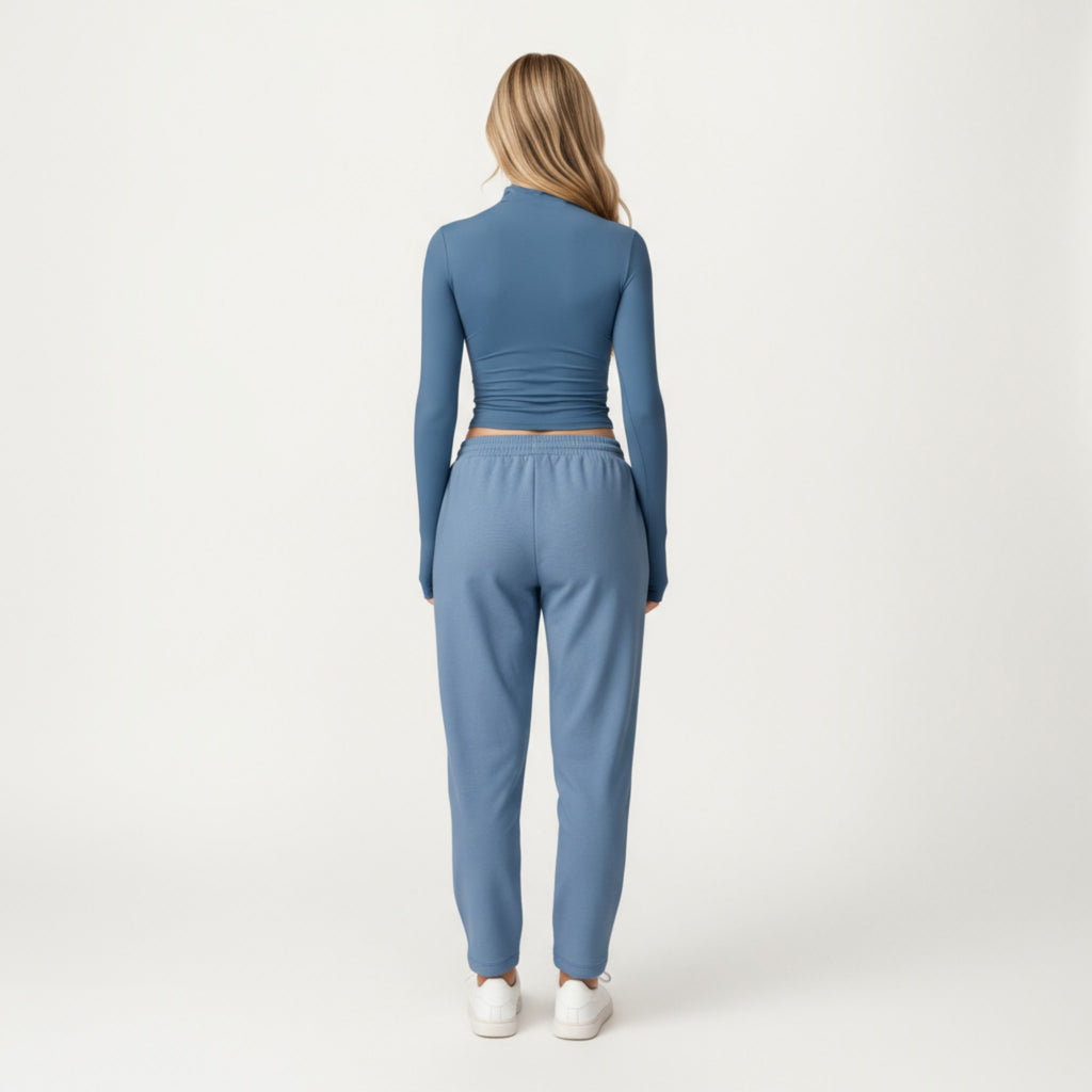 Anna-Kaci Active Women's High-Neck Cropped Long-Sleeve Top with Soft Textured Fabric