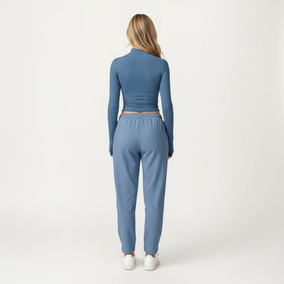 Anna-Kaci Active Women's High-Neck Cropped Long-Sleeve Top with Soft Textured Fabric