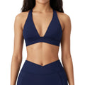 Anna-Kaci Active Women's V-Neck Halter Sports Bra with Wide Band and Supportive Stretch Fit