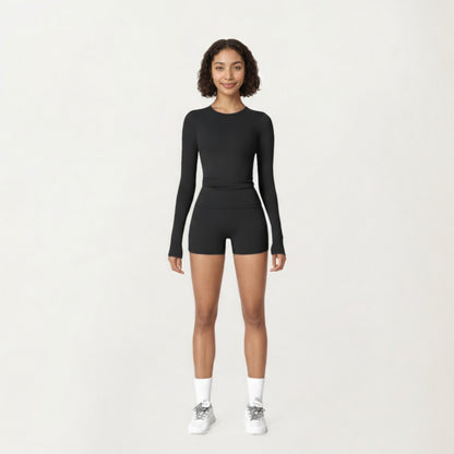 Anna-Kaci Active Women's Long Sleeve Fitted Active Top with Thumbhole Cuffs and Crew Neck