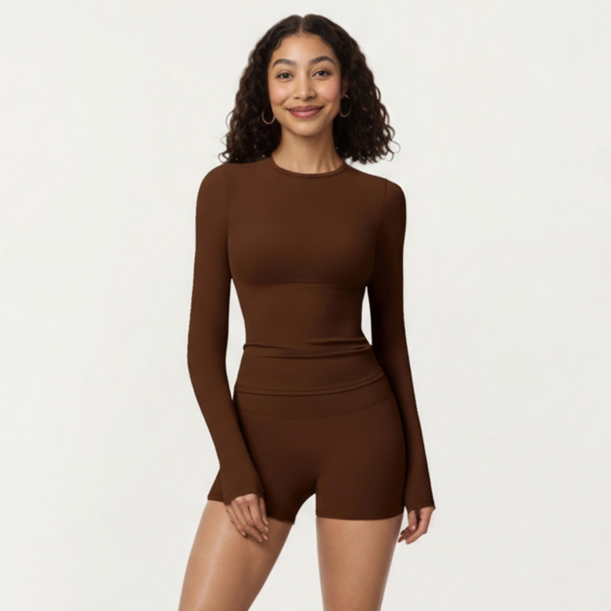 Anna-Kaci Active Women's Long Sleeve Fitted Active Top with Thumbhole Cuffs and Crew Neck
