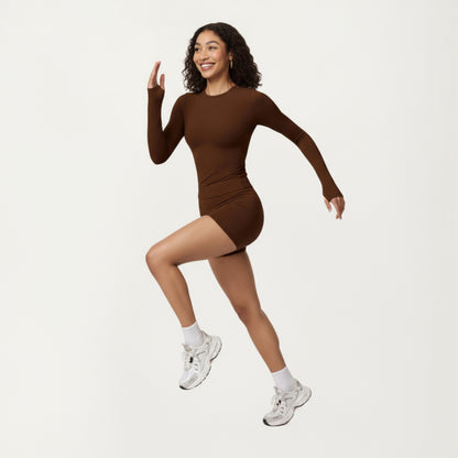 Anna-Kaci Active Women's Long Sleeve Fitted Active Top with Thumbhole Cuffs and Crew Neck