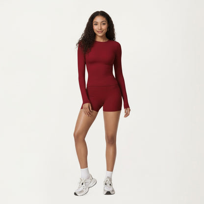Anna-Kaci Active Women's Long Sleeve Fitted Active Top with Thumbhole Cuffs and Crew Neck