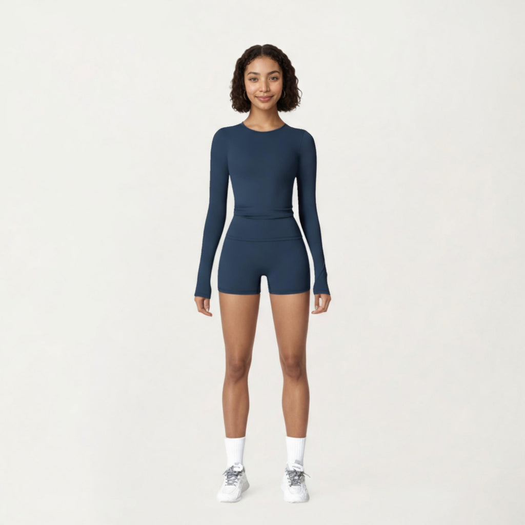 Anna-Kaci Active Women's Long Sleeve Fitted Active Top with Thumbhole Cuffs and Crew Neck