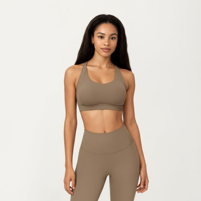 Anna-Kaci Active Women's Scoop Neck Racerback Sports Bra with Smooth Stretch Fabric and Supportive Fit