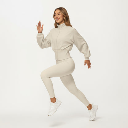 Anna-Kaci Active Women's High Neck Long Sleeve Zip-Up Jacket with Fitted Waistband and Soft Knit Fabric