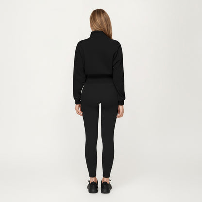 Anna-Kaci Active Women's High Neck Long Sleeve Zip-Up Jacket with Fitted Waistband and Soft Knit Fabric