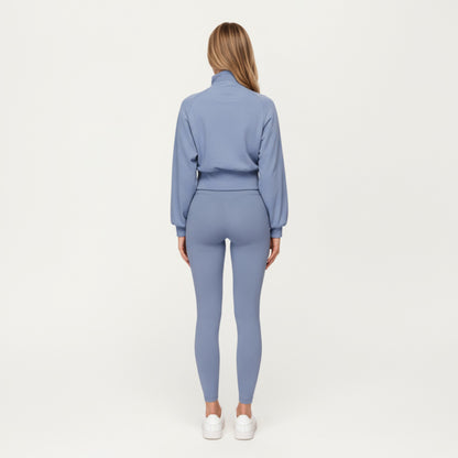 Anna-Kaci Active Women's High Neck Long Sleeve Zip-Up Jacket with Fitted Waistband and Soft Knit Fabric