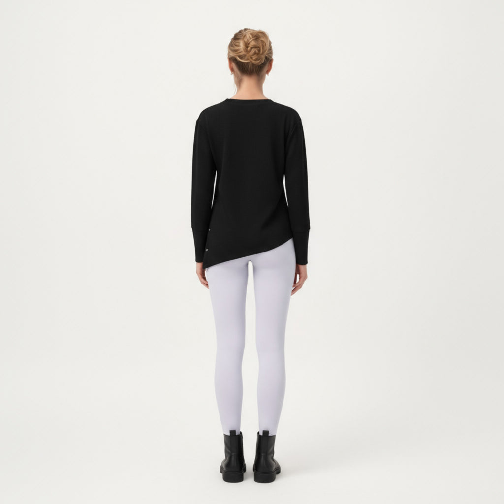 Anna-Kaci Active Women's Long Sleeve Asymmetrical Hem Pullover Top with Crew Neck and Relaxed Fit