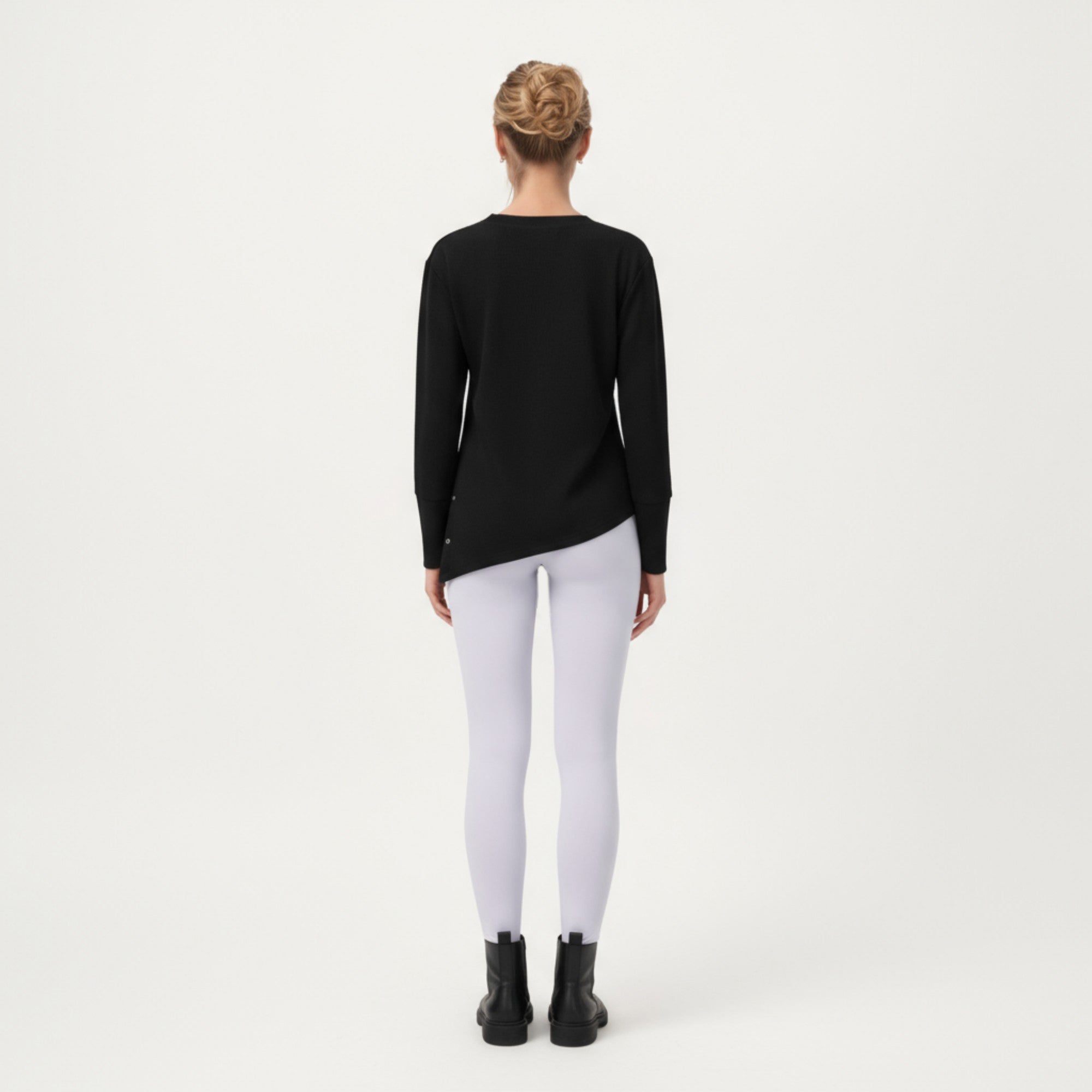 Anna-Kaci Active Women's Long Sleeve Asymmetrical Hem Pullover Top with Crew Neck and Relaxed Fit