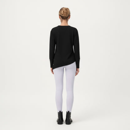 Anna-Kaci Active Women's Long Sleeve Asymmetrical Hem Pullover Top with Crew Neck and Relaxed Fit