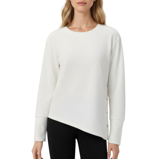 Anna-Kaci Active Women's Long Sleeve Asymmetrical Hem Pullover Top with Crew Neck and Relaxed Fit