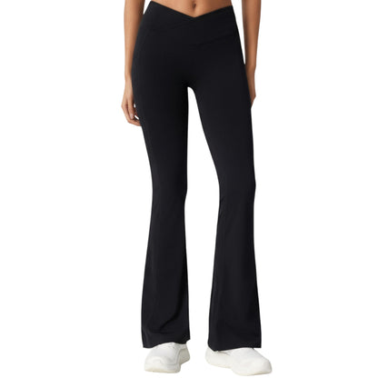 Anna-Kaci Active Women's Crossover Waist Flare Leg Yoga Pants with Stretch Fit Fabric and Smooth Contoured Silhouette