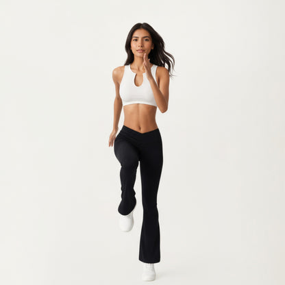 Anna-Kaci Active Women's Crossover Waist Flare Leg Yoga Pants with Stretch Fit Fabric and Smooth Contoured Silhouette