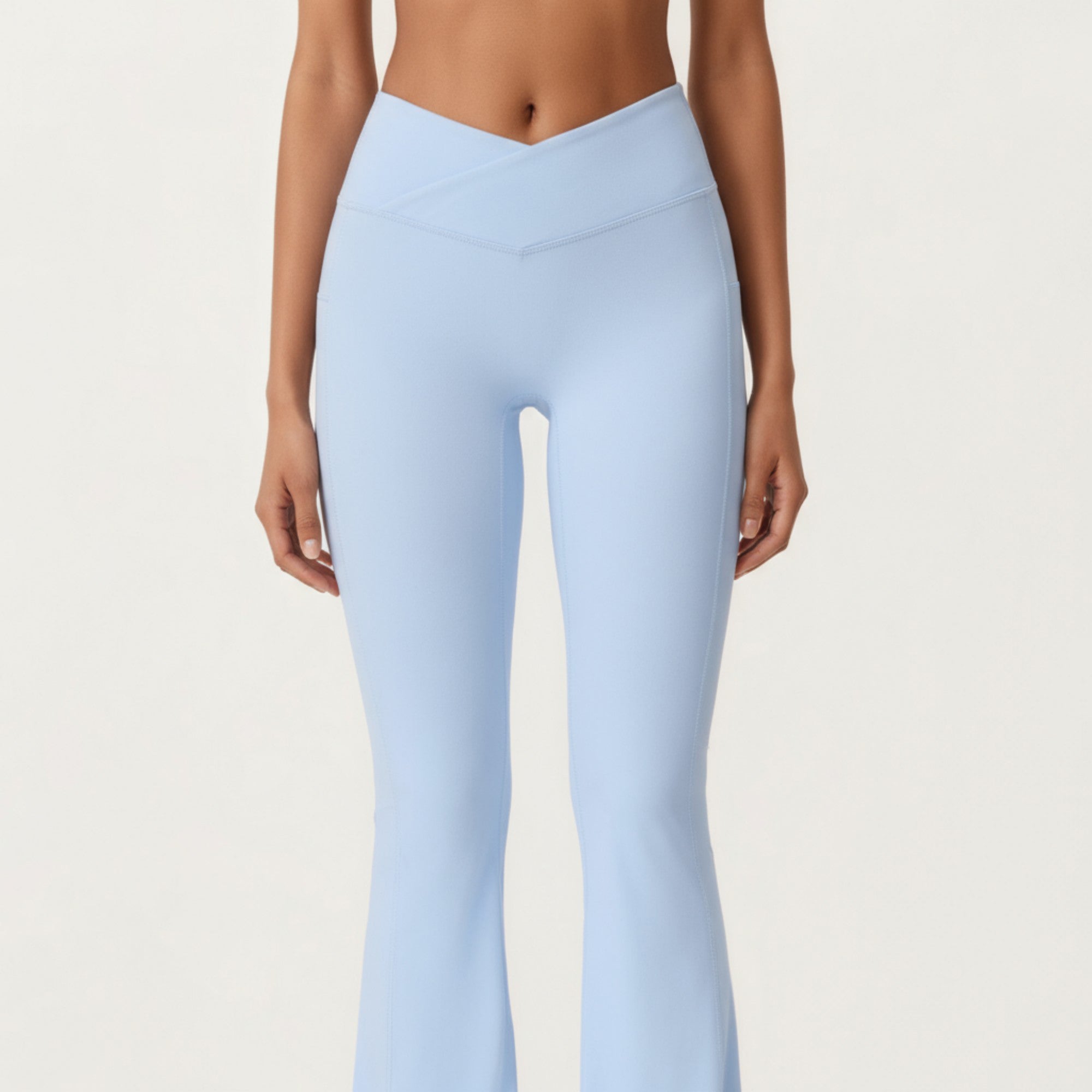 Anna-Kaci Active Women's Crossover Waist Flare Leg Yoga Pants with Stretch Fit Fabric and Smooth Contoured Silhouette