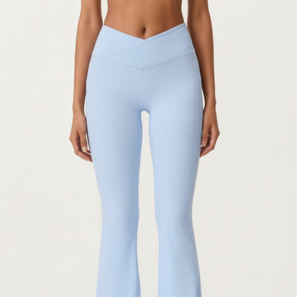 Anna-Kaci Active Women's Crossover Waist Flare Leg Yoga Pants with Stretch Fit Fabric and Smooth Contoured Silhouette