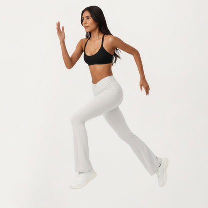 Anna-Kaci Active Women's Crossover Waist Flare Leg Yoga Pants with Stretch Fit Fabric and Smooth Contoured Silhouette