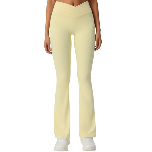 Anna-Kaci Active Women's Crossover Waist Flare Leg Yoga Pants with Stretch Fit Fabric and Smooth Contoured Silhouette