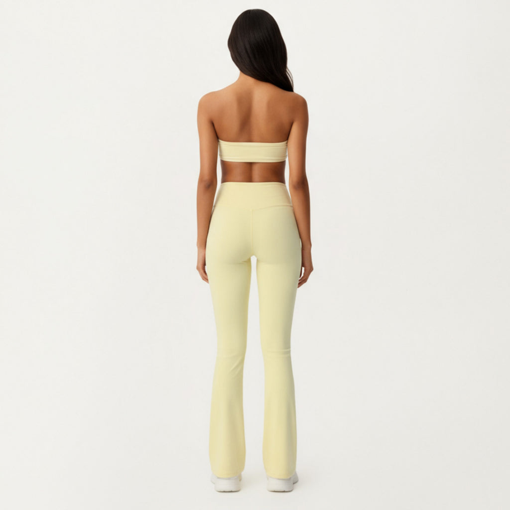 Anna-Kaci Active Women's Crossover Waist Flare Leg Yoga Pants with Stretch Fit Fabric and Smooth Contoured Silhouette