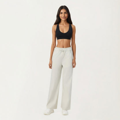 Anna-Kaci Active Women's High Waist Wide Leg Sweatpants with Adjustable Drawstring Waistband and Relaxed Fit
