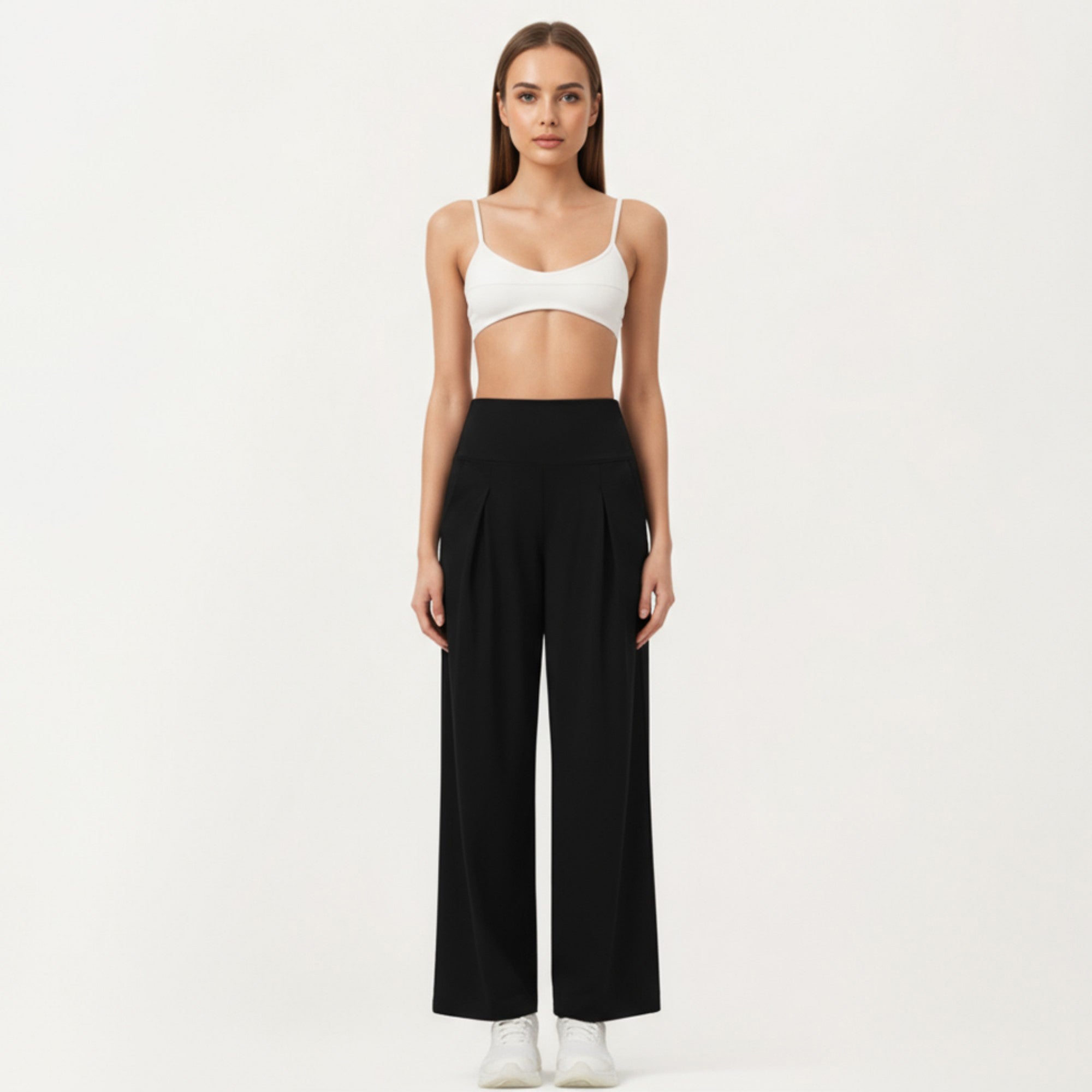 Anna-Kaci Active Women's High Waist Pleated Wide Leg Sweatpants with Smooth Stretch Fabric and Relaxed Silhouette