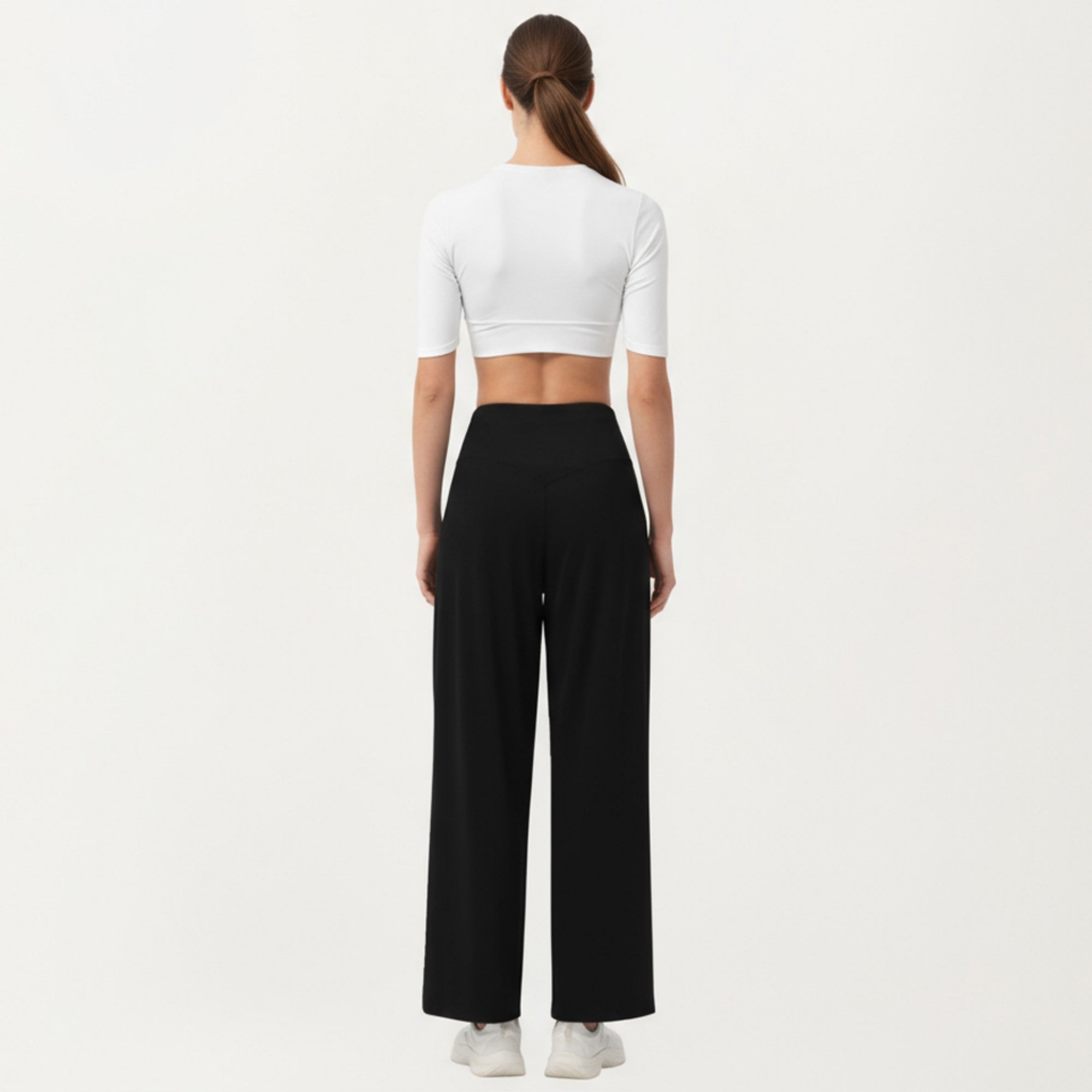 Anna-Kaci Active Women's High Waist Pleated Wide Leg Sweatpants with Smooth Stretch Fabric and Relaxed Silhouette