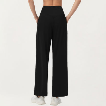 Anna-Kaci Active Women's High Waist Pleated Wide Leg Sweatpants with Smooth Stretch Fabric and Relaxed Silhouette