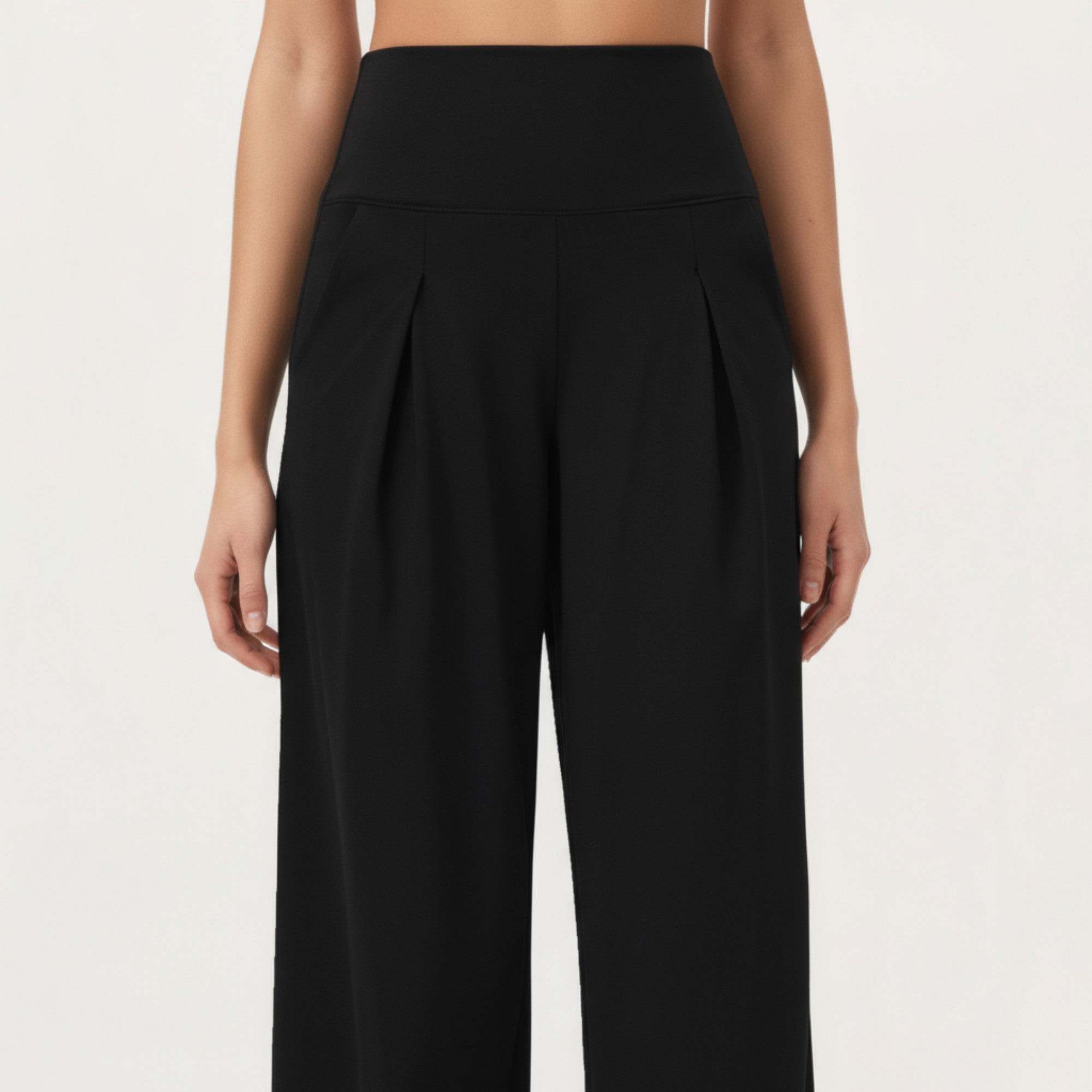 Anna-Kaci Active Women's High Waist Pleated Wide Leg Sweatpants with Smooth Stretch Fabric and Relaxed Silhouette