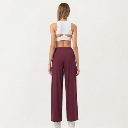 Anna-Kaci Active Women's High Waist Pleated Wide Leg Sweatpants with Smooth Stretch Fabric and Relaxed Silhouette