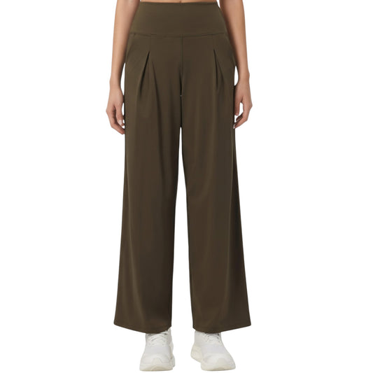 Anna-Kaci Active Women's High Waist Pleated Wide Leg Sweatpants with Smooth Stretch Fabric and Relaxed Silhouette