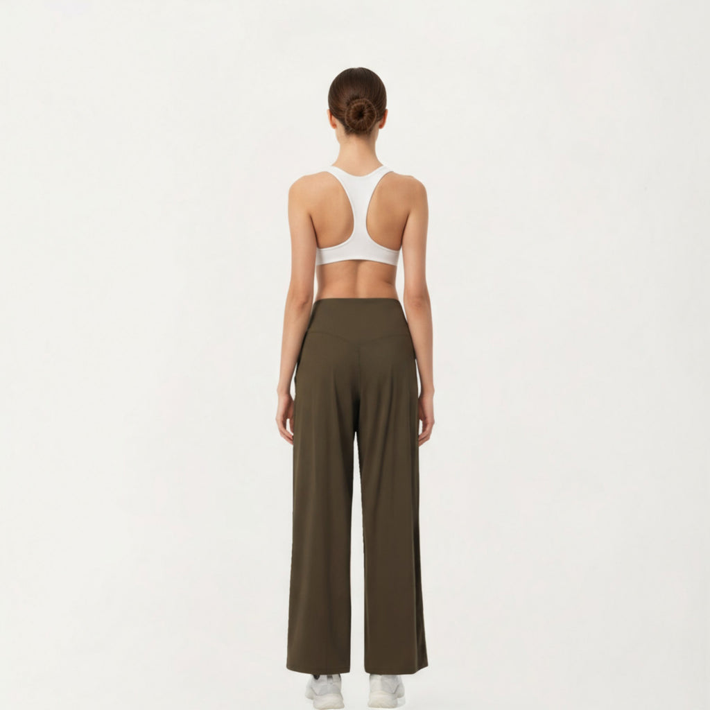 Anna-Kaci Active Women's High Waist Pleated Wide Leg Sweatpants with Smooth Stretch Fabric and Relaxed Silhouette