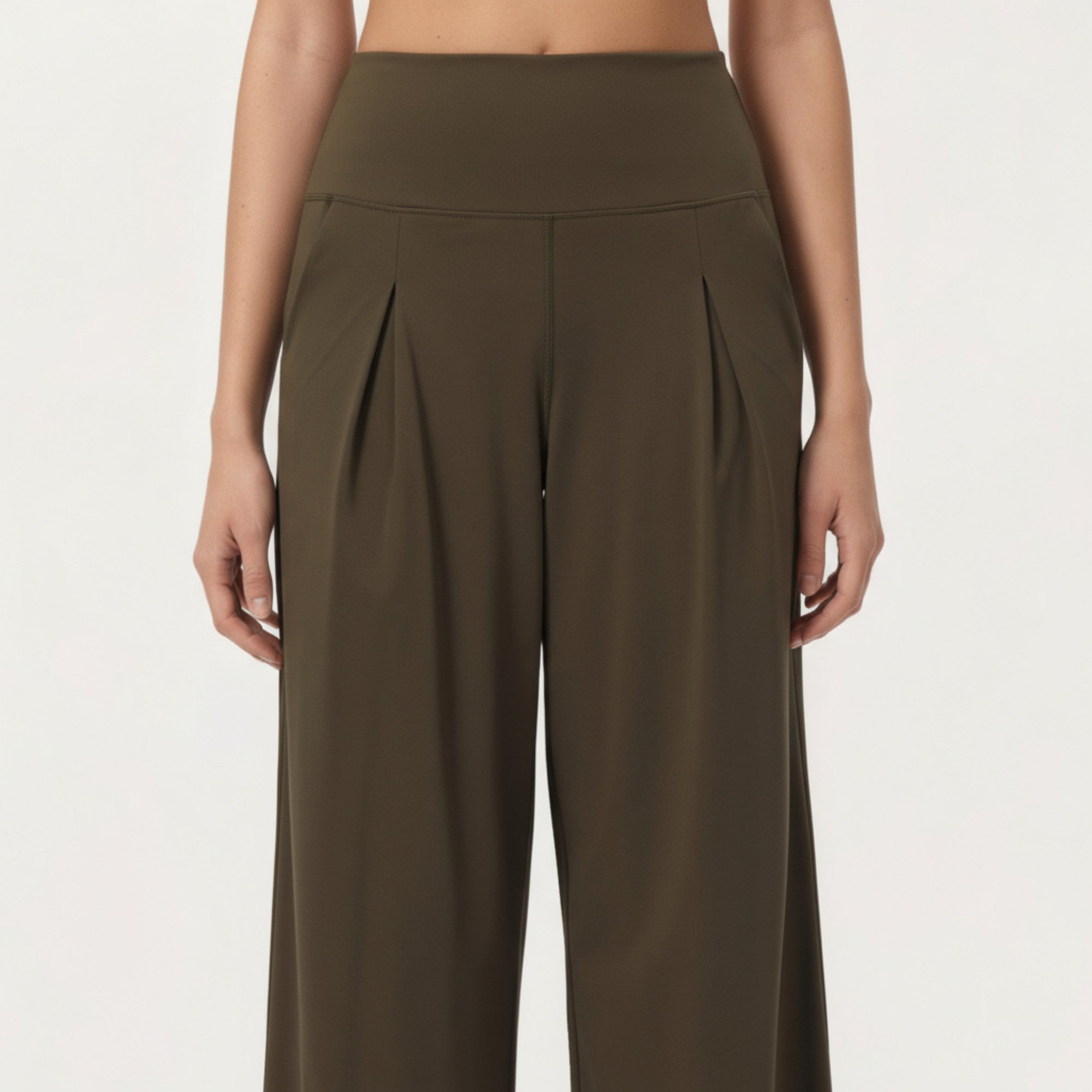 Anna-Kaci Active Women's High Waist Pleated Wide Leg Sweatpants with Smooth Stretch Fabric and Relaxed Silhouette