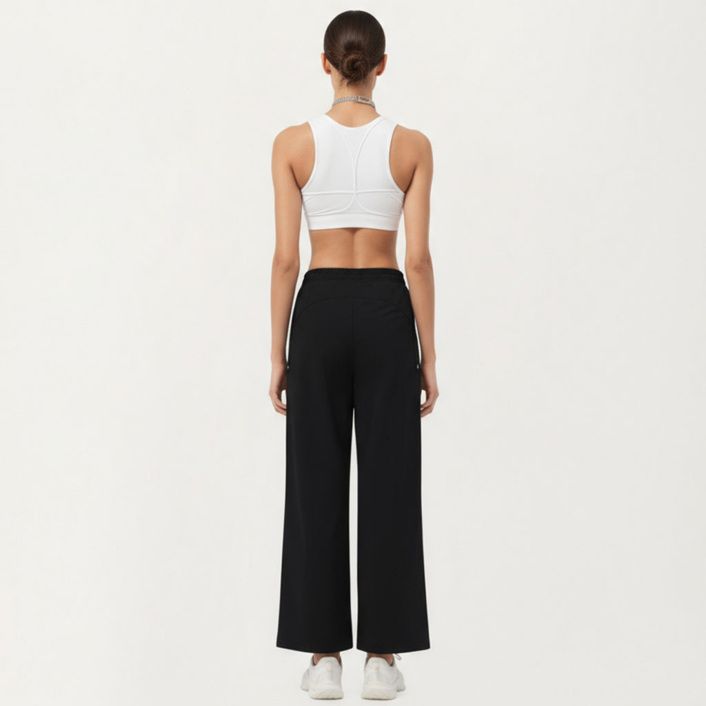 Anna-Kaci Active Women's High Waist Wide Leg Cargo Sweatpants with Adjustable Drawstring and Utility Pocket Design