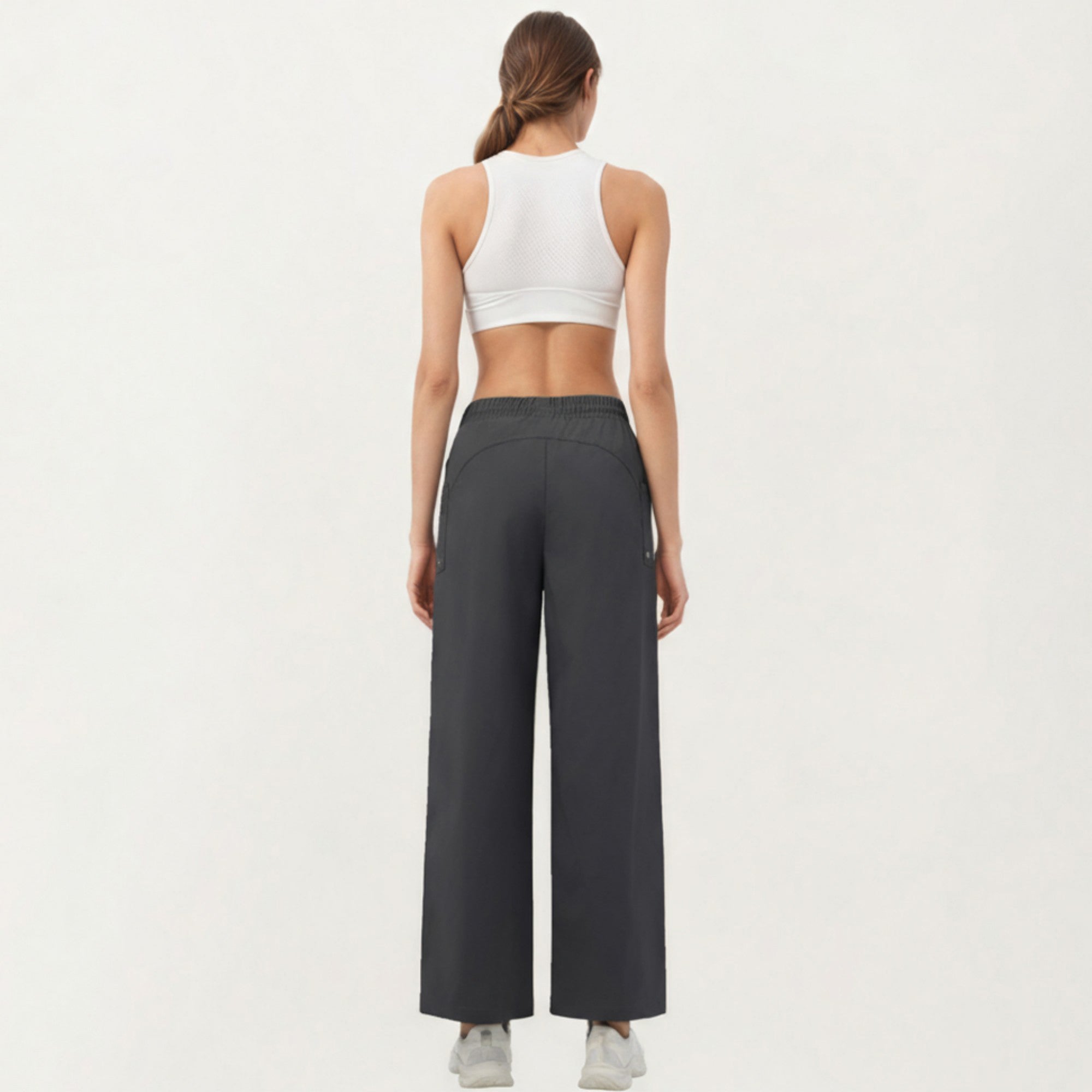 Anna-Kaci Active Women's High Waist Wide Leg Cargo Sweatpants with Adjustable Drawstring and Utility Pocket Design