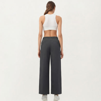 Anna-Kaci Active Women's High Waist Wide Leg Cargo Sweatpants with Adjustable Drawstring and Utility Pocket Design