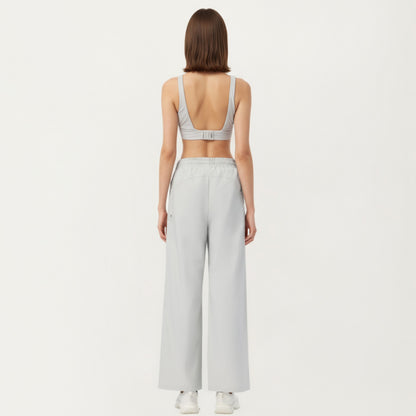Anna-Kaci Active Women's High Waist Wide Leg Cargo Sweatpants with Adjustable Drawstring and Utility Pocket Design