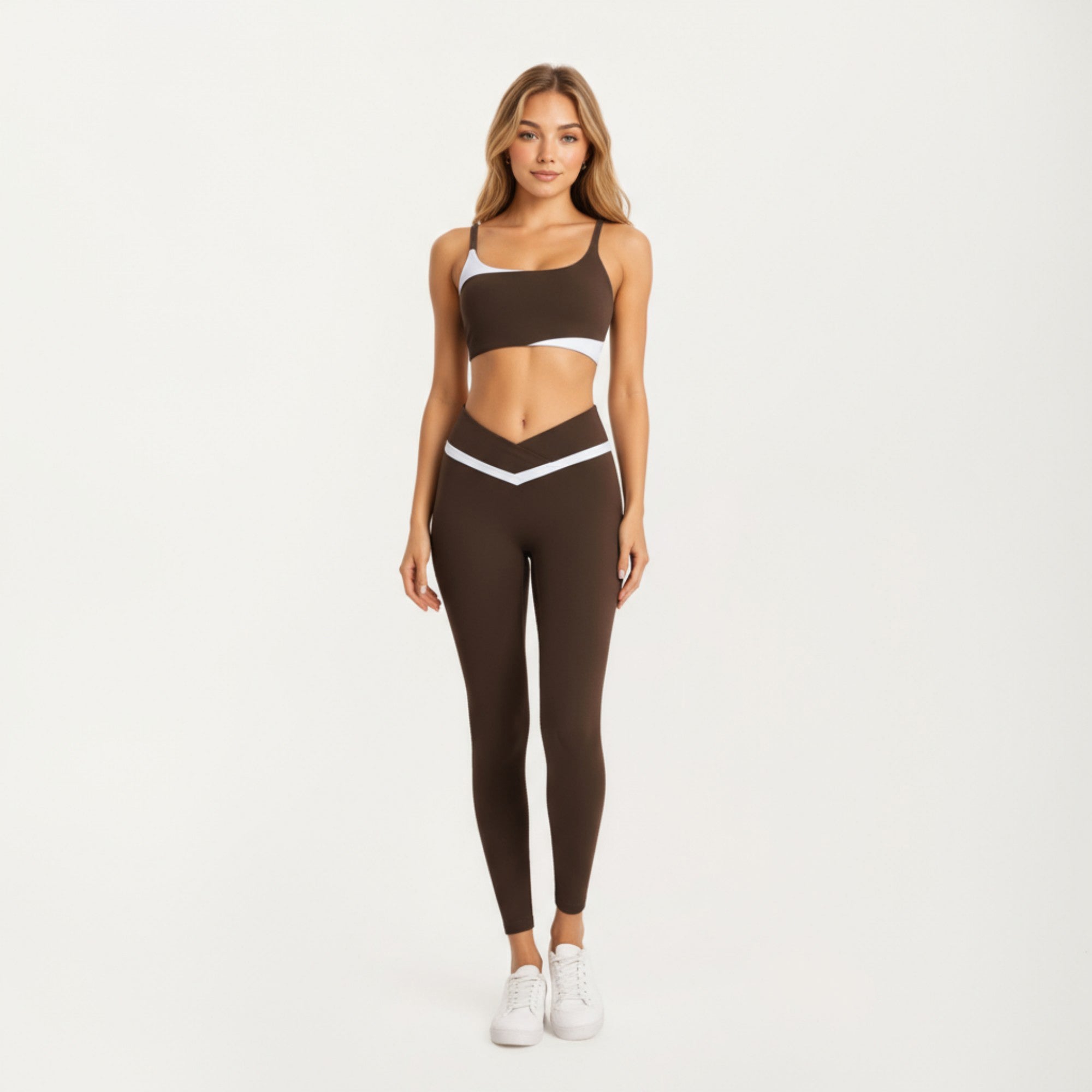 Anna-Kaci Active Women's Asymmetrical Neck Colorblock Sports Bra with Strap Design and Stretch Fit Fabric