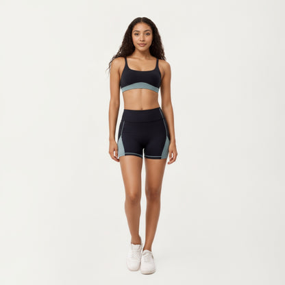 Anna-Kaci Active Women's Scoop Neck Colorblock Sports Bra with Adjustable Straps and Stretch Fit Fabric