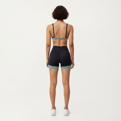 Anna-Kaci Active Women's Scoop Neck Colorblock Sports Bra with Adjustable Straps and Stretch Fit Fabric