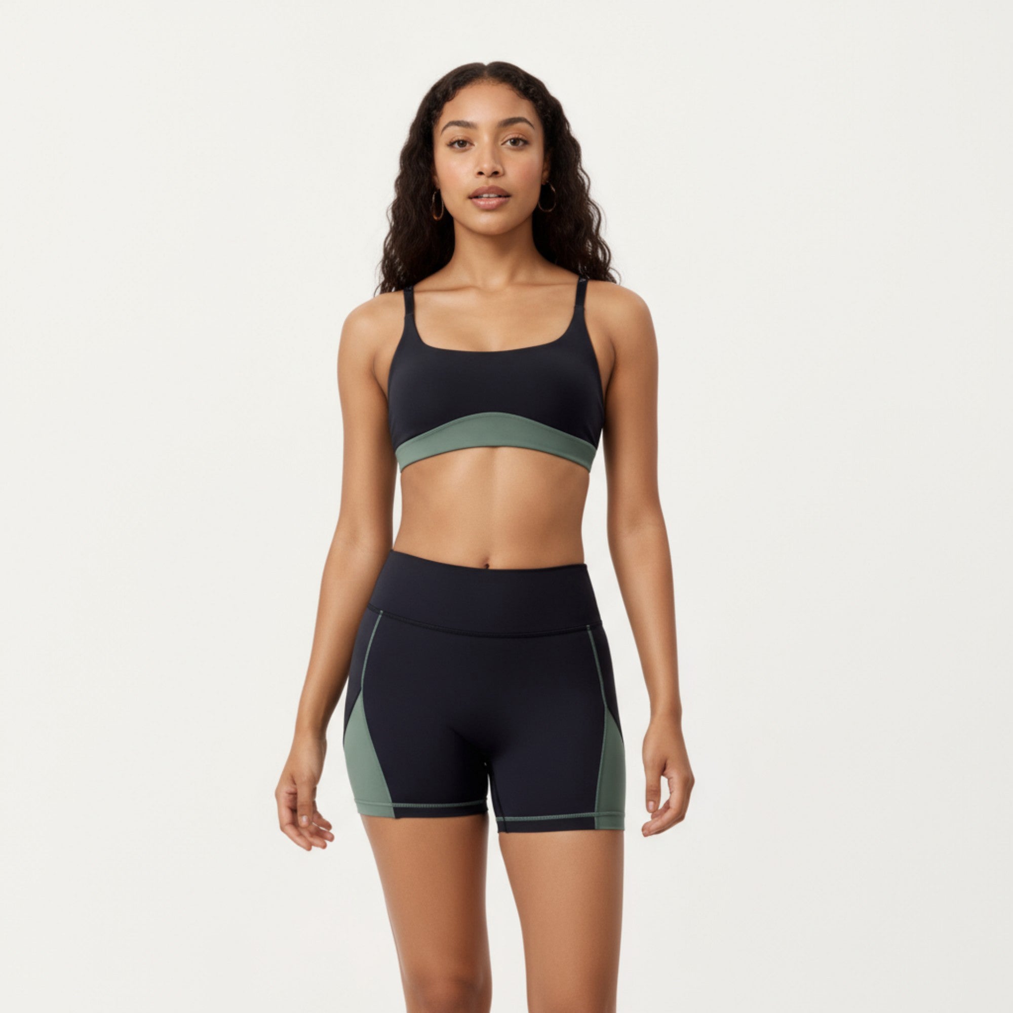 Anna-Kaci Active Women's Scoop Neck Colorblock Sports Bra with Adjustable Straps and Stretch Fit Fabric