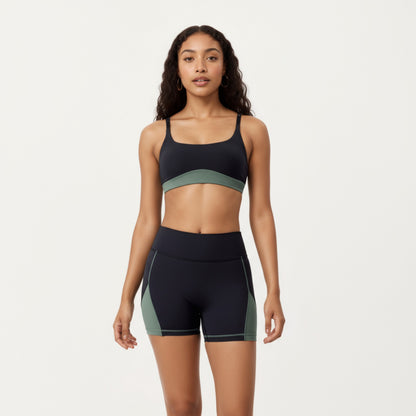 Anna-Kaci Active Women's Scoop Neck Colorblock Sports Bra with Adjustable Straps and Stretch Fit Fabric