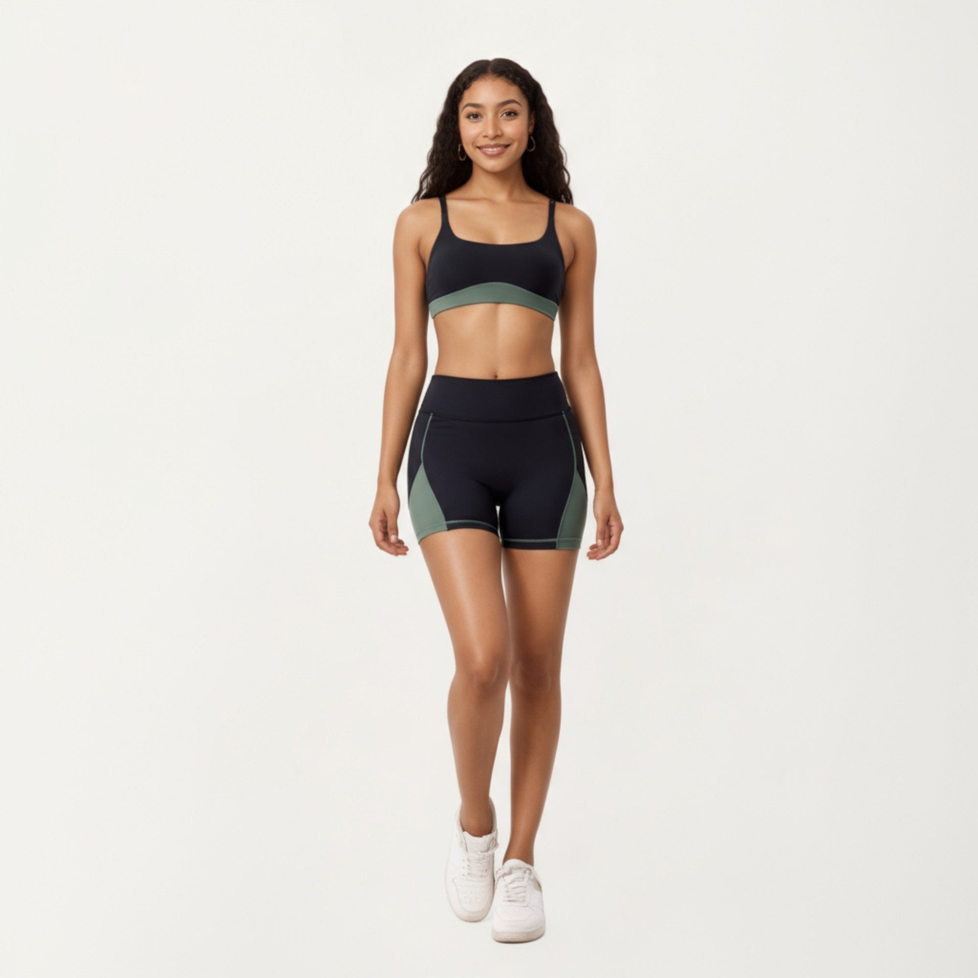 Anna-Kaci Active Women's Scoop Neck Colorblock Sports Bra with Adjustable Straps and Stretch Fit Fabric