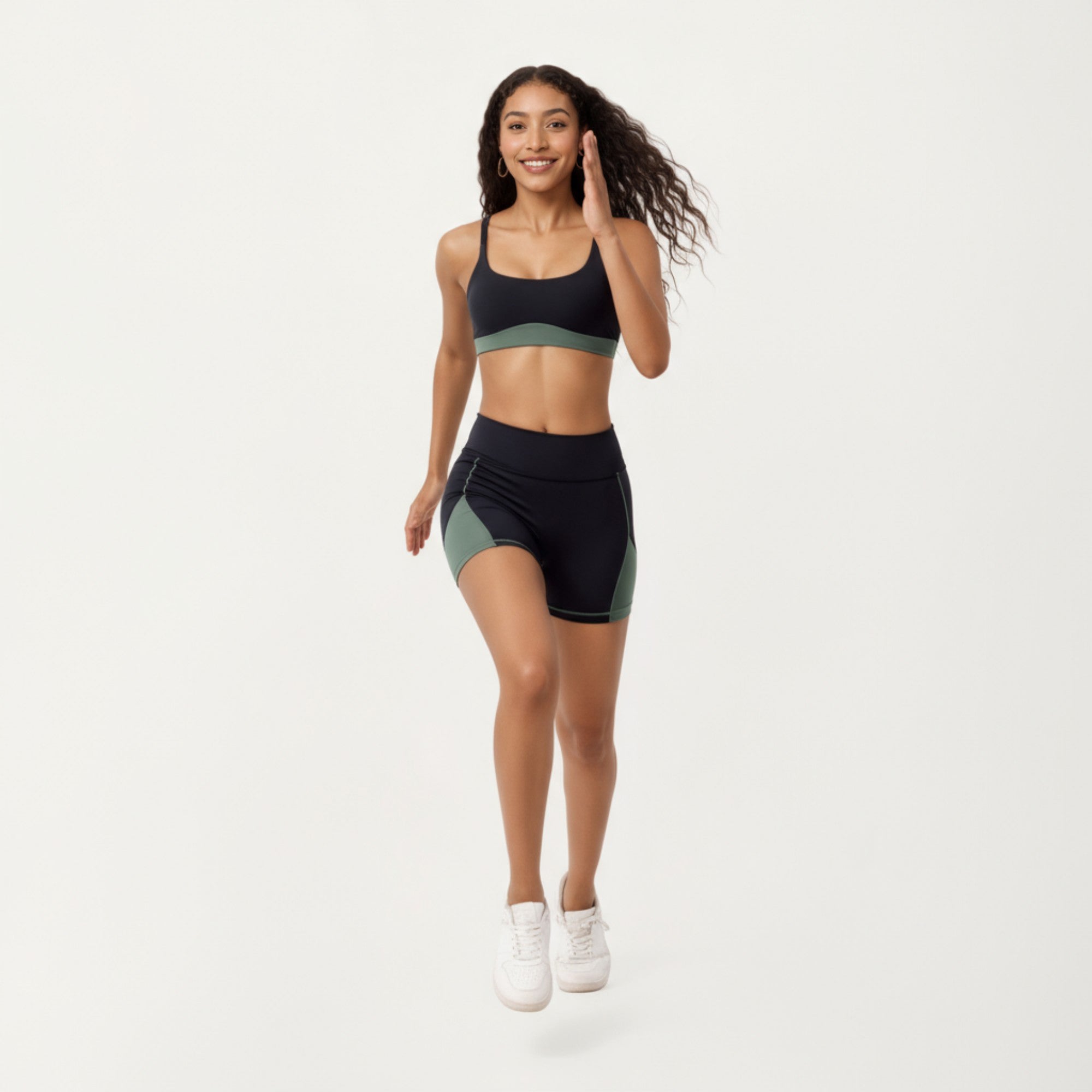 Anna-Kaci Active Women's Scoop Neck Colorblock Sports Bra with Adjustable Straps and Stretch Fit Fabric