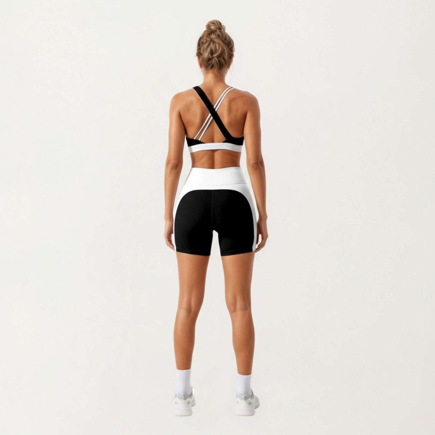 Anna-Kaci Active Women's V-Neck Cross Front Colorblock Sports Bra with Wide Straps and Supportive Elastic Band