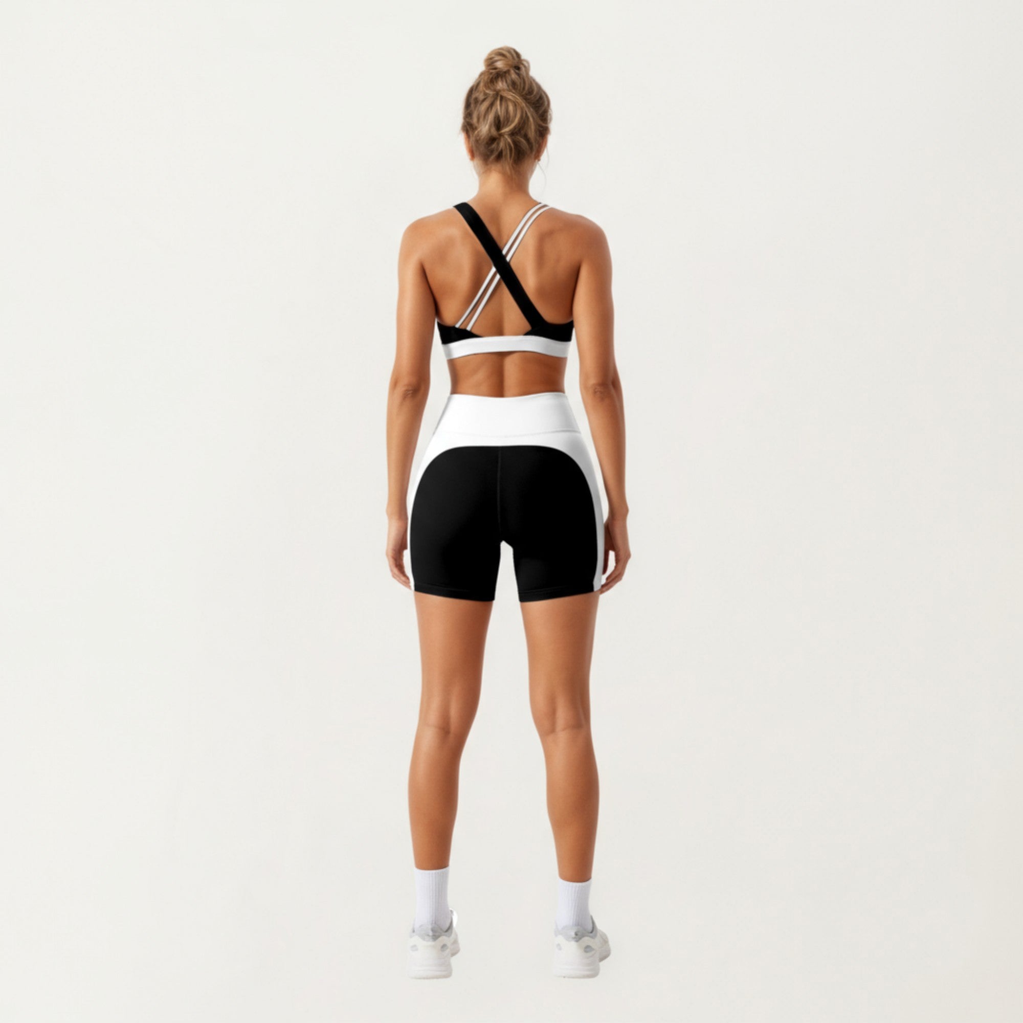 Anna-Kaci Active Women's V-Neck Cross Front Colorblock Sports Bra with Wide Straps and Supportive Elastic Band