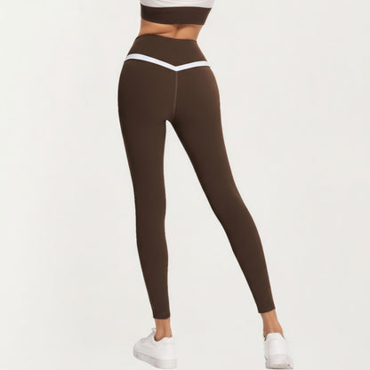 Anna-Kaci Active Women's Crossover Waist Colorblock Full Length Leggings with Stretch Fit Fabric and Contoured Silhouette