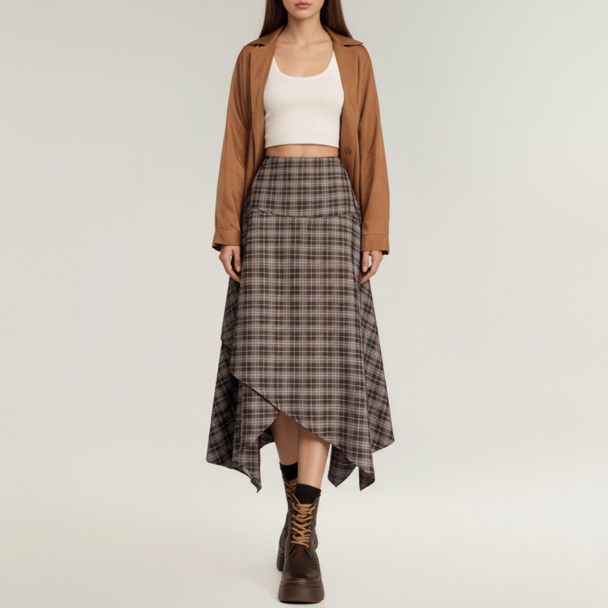 スカート unfolk #-51 EX. Quilting check skirt 51 EX. Quilting check skirt | UNFOLK