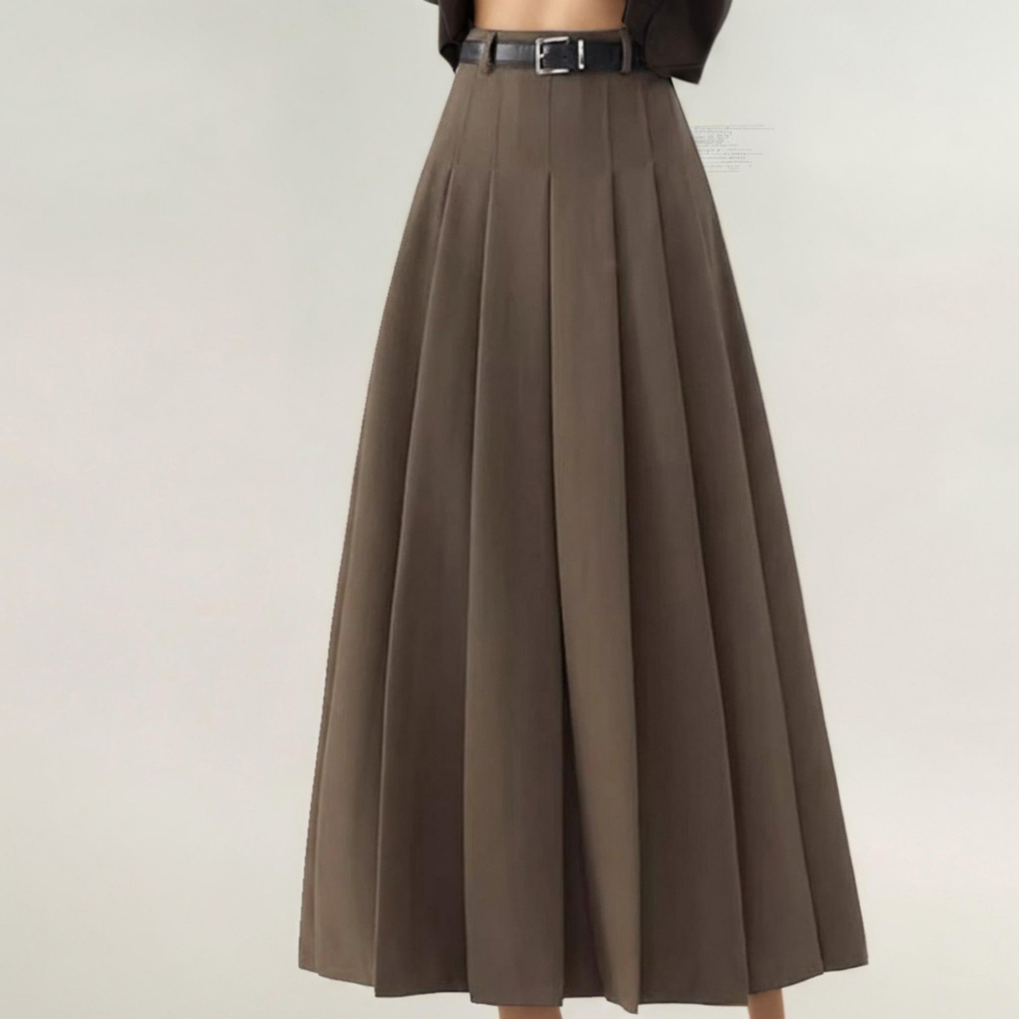 Anna-Kaci Women's High Waist Pleated Maxi Skirt with Structured A-Line Silhouette