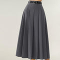 Anna-Kaci Women's High Waist Pleated Maxi Skirt with Structured A-Line Silhouette